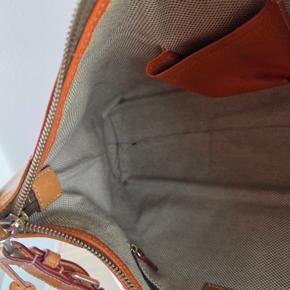 Dooney & Bourke Small O-Ring Slouch Shoulder Bag Orange Pebble Leather Purse - Picture 13 of 14